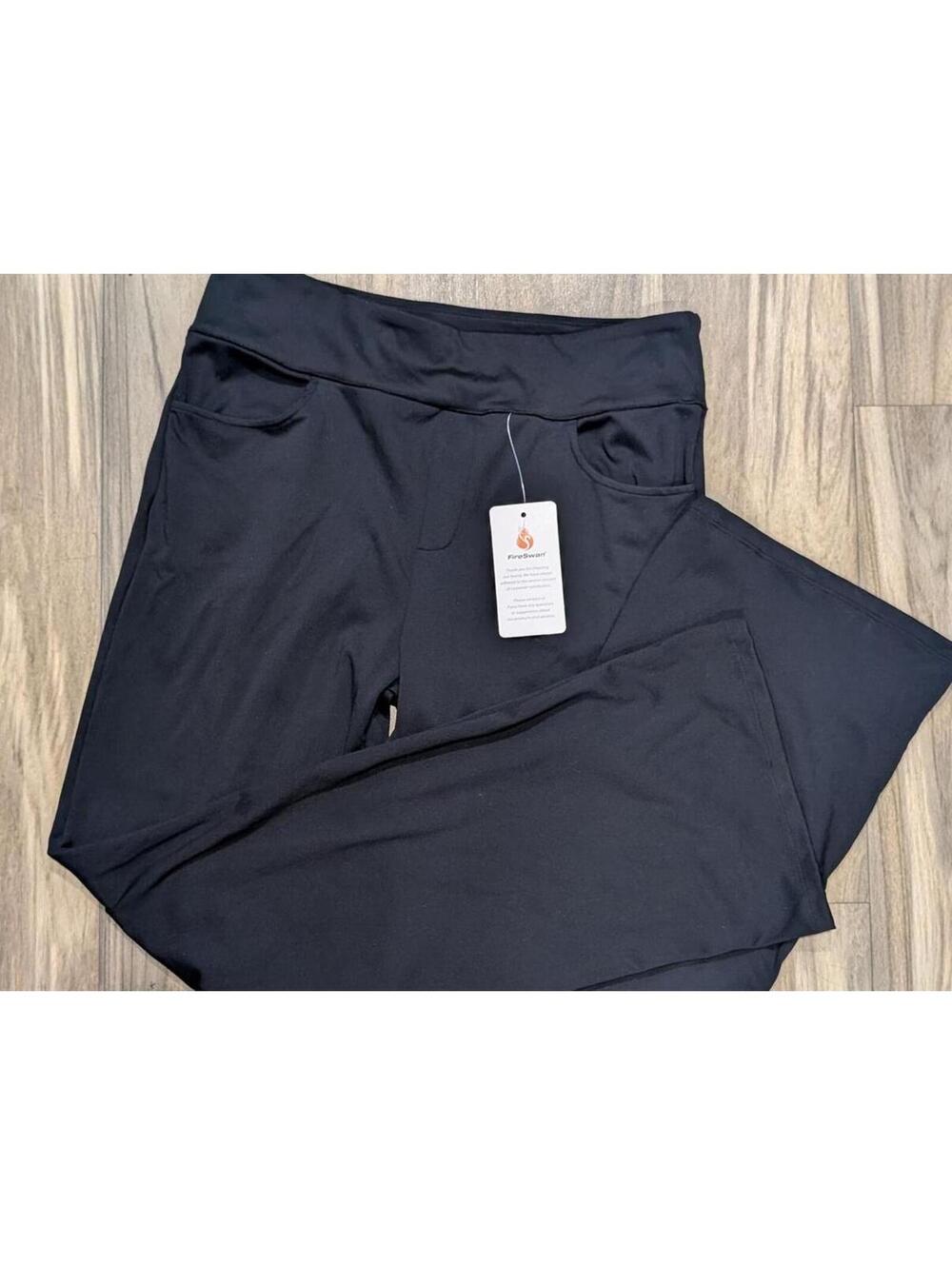 FireSwan Black Stretch Flare Yoga Pants with Pockets - Large